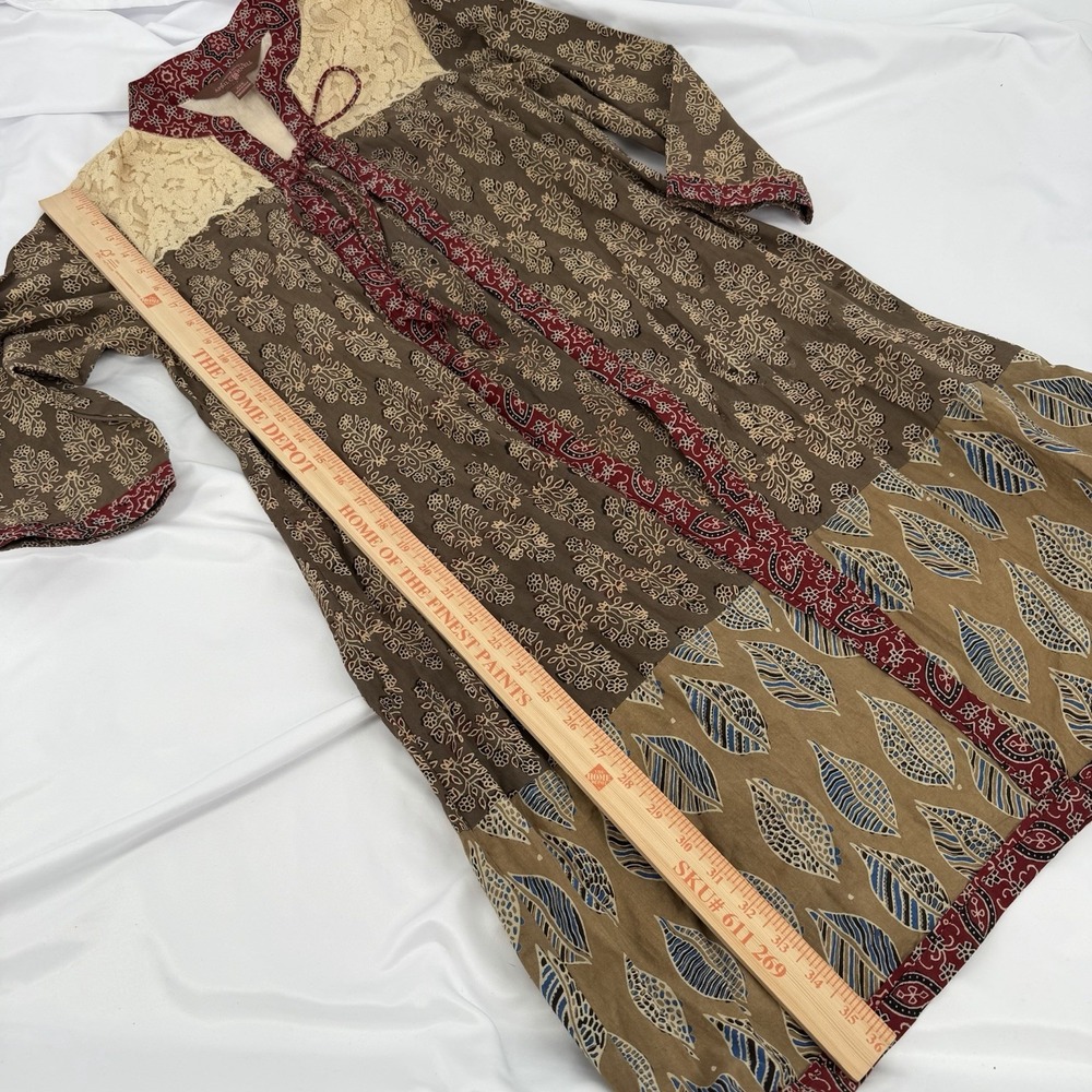 April Cornell XXS Cotton Lace Boho Tie Front Duster Peasant Cottagecore Cardigan - Picture 6 of 9